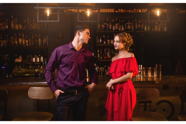 couple Flirting after Alcohol in bar